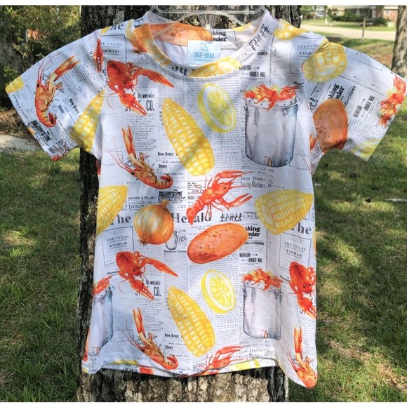 Little Boy T Shirt Crawfish Boil Print 6-7 - Picture 3 of 12